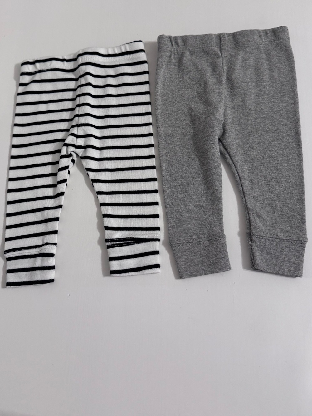 cloud island Black & White Stripe and Gray Baby Leggings - 2 Pack